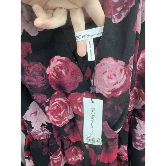 BCBGeneration Floral  Romper Women S Black Red Witchy Vampire Whimsigoth NEW - Picture 4 of 10